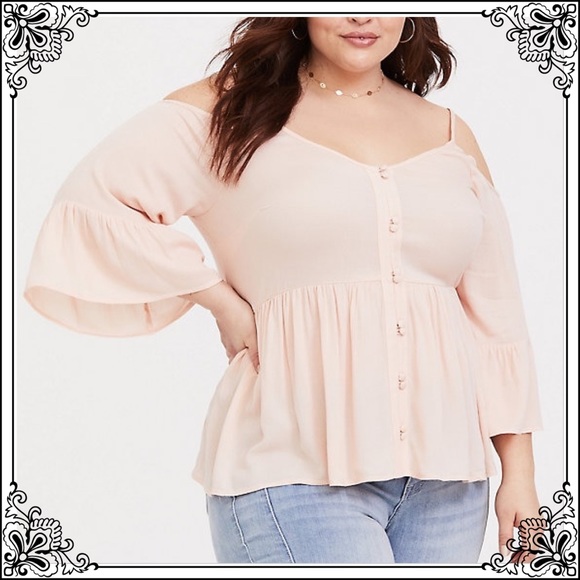 torrid Tops - Torrid New cold shoulder light blush blouse